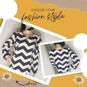 Black and Creme strip dress